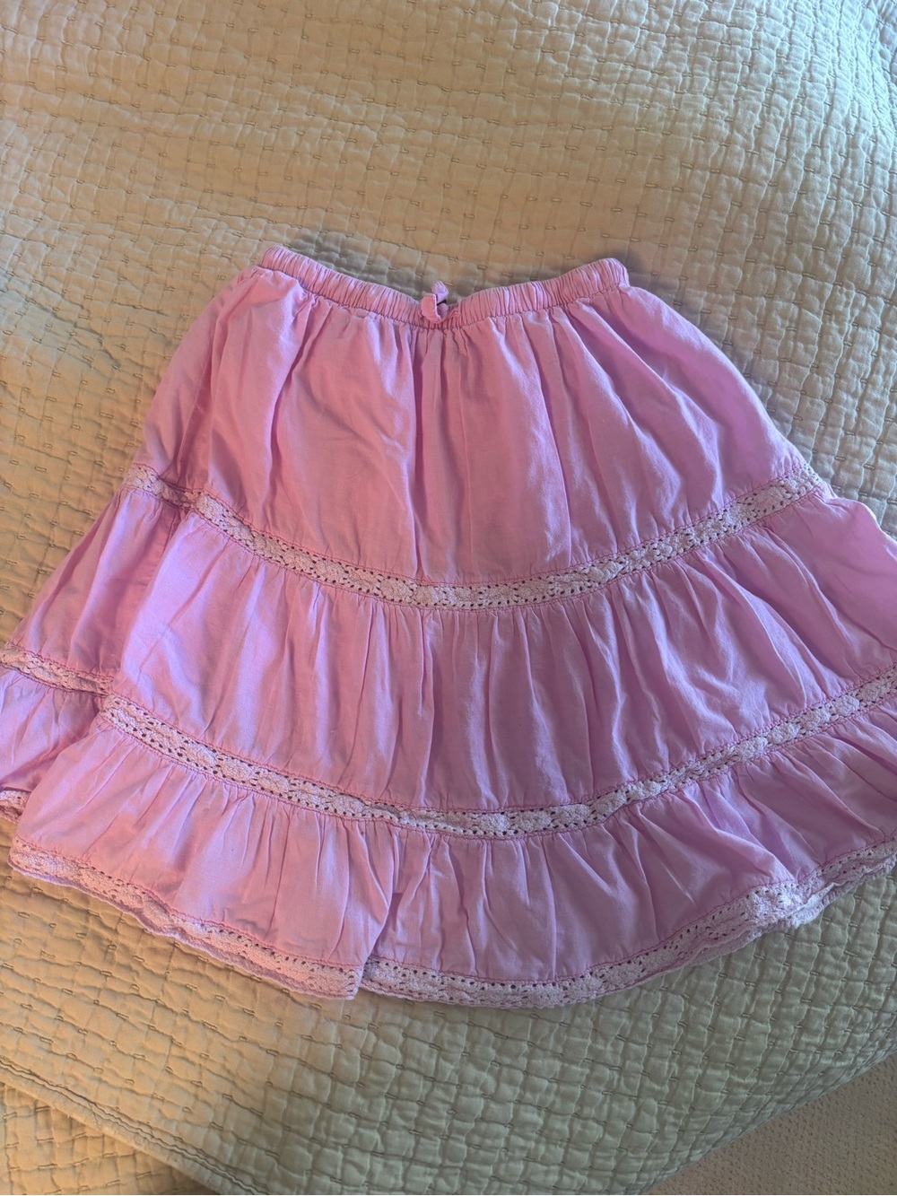 Boden Pink Tiered Eyelet-Trim Skirt